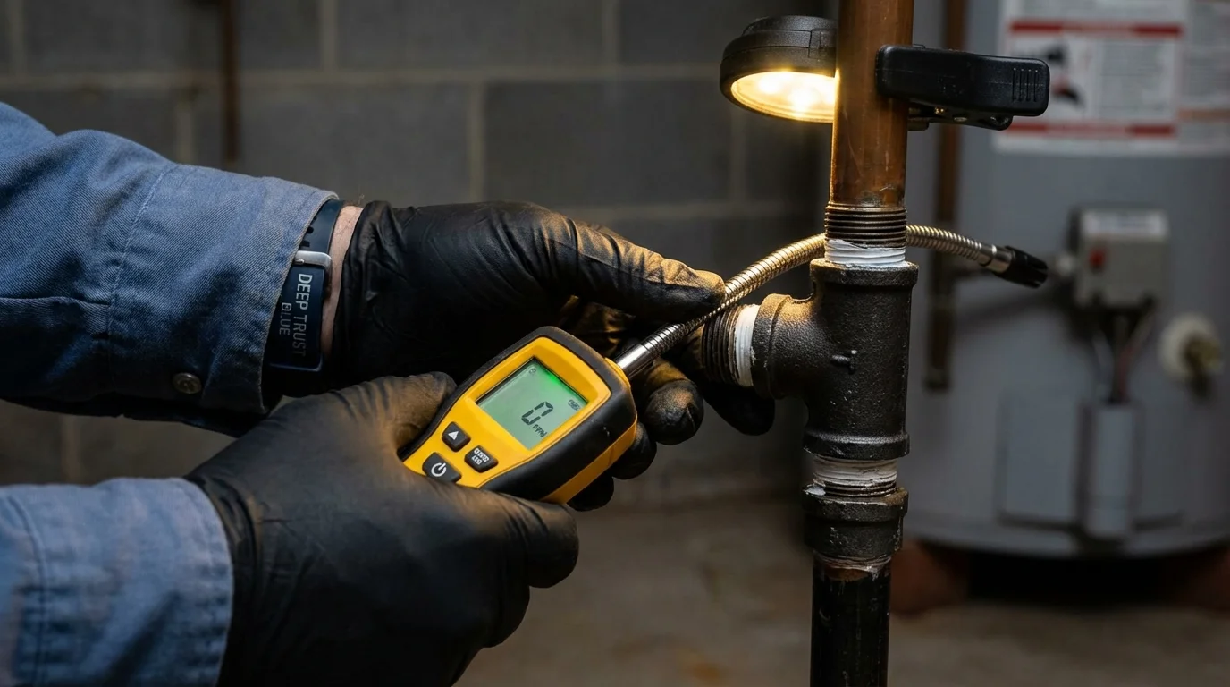 Gas leak detection with electronic sniffer by Johns Plumbing LLC in Arroyo
